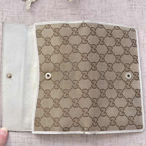Gucci Monogram Canvas Long Heart ❤️ Wallet with Beige Color Leather - Picture 6 of 9